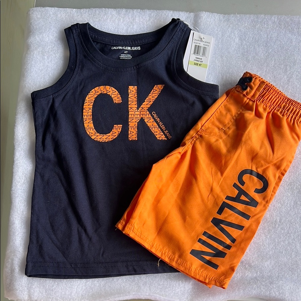 Calvin Klein Navy and Orange Kids Set 4T